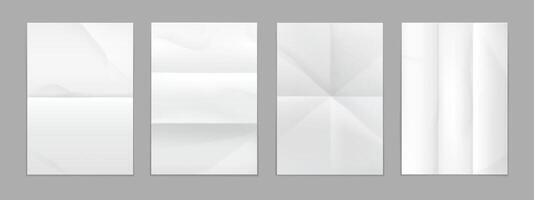 Fold paper, notebook wrinkle sheet, crumpled pages vector