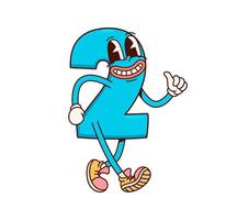 Math number two groovy character with blue body vector