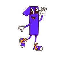 Math number one groovy cartoon retro character vector