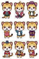 Cute leopard characters vector