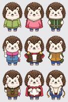 Set of hedgehog characters illustration vector