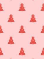 pattern with red Christmas trees vector