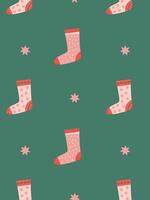 pattern with cute colored socks for the Christmas holidays vector