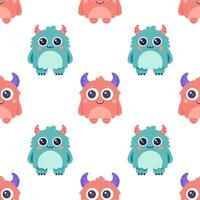 Seamless pattern with monsters. Children's background vector