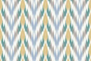 Seamless colorful ikat fabric pattern, traditional tribal fabric design, abstract geometric ornaments for bohemian style, home decor fabric and fashion fabric. vector
