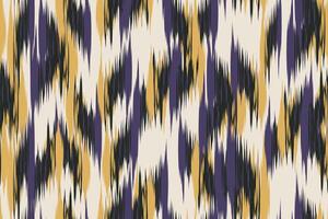 Seamless Ikat Fabric Pattern with Ethnic Tribal Geometric Design. Traditional Abstract Background for Textile and Wallpaper. Zigzag Bohemian Style Art Featuring Vibrant Colors in a Repetitive Layout. vector