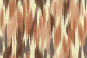 Seamless Ikat fabric pattern with tribal geometric patterns. Traditional abstract zigzag art on woven fabric. Warm earth tone background. Suitable for wallpaper. vector