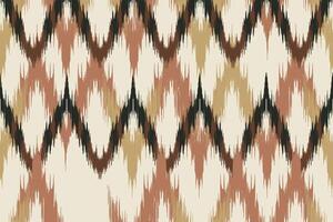 Seamless Ikat Fabric Pattern, Tribal Geometric Design, Traditional Abstract Background for Textile, Wallpaper, Bohemian Zigzag Art. vector