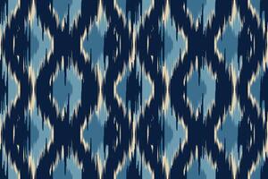 Seamless ikat fabric pattern with traditional tribal geometric shapes, perfect for textile design, home decor, wallpaper and fashion fabrics in ethnic, bohemian or rustic style. vector