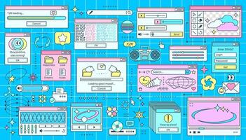 Y2k computer pc windows, retro page interface vector