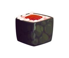 Cartoon Japanese sushi roll with tuna in center vector