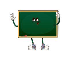 School board groovy character, cartoon chalkboard vector