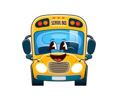 Groovy school bus character with happy expression vector
