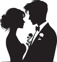 Intimate Black and White Silhouette of Couple Hugging in Romantic Setting vector