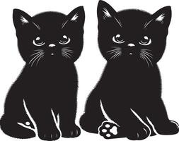 Modern Kitty Silhouette for Digital Use, Artistic Cat Pose Design for Print, Sleek Black Cat Silhouette vector