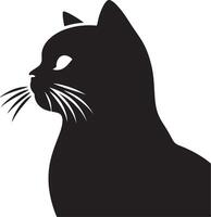 Silhouette for Greeting Cards, Cat with Curved Back Silhouette for Stencils, Mysterious Cat Shadow vector