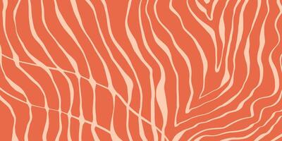 Salmon fillet texture in flat style. Abstract background with lines in orange and pink tones. vector