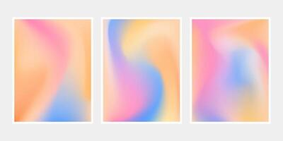 Vibrant gradient background collection with colorful waves. Blurred effect, pastel colors. Minimal liquid waves. Set of mesh gradient backgrounds for modern web and print use. vector