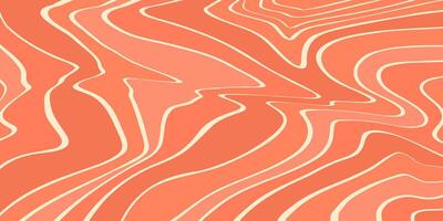 Abstract background with lines in orange and pink tones. Salmon fillet texture in flat style. Hand drawn texture. Ideal for seafood packaging, sushi menus, and restaurant backgrounds. vector