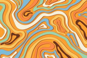 Abstract groovy and colorful wavy background in 70s retro style. Funky fluid shapes. Vibrant vintage design. vector