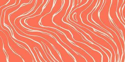 Hand drawn abstract salmon texture in coral pink colors. Stylized fillet background. Raw salmon fillet slice. Design for seafood packaging and menu design. vector