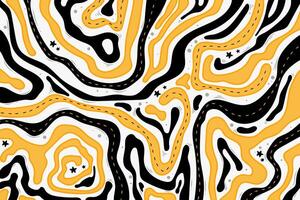 Funky black and yellow retro wavy shapes. Colorful abstract curvy lines for a trendy design backdrop. Geometric art. vector