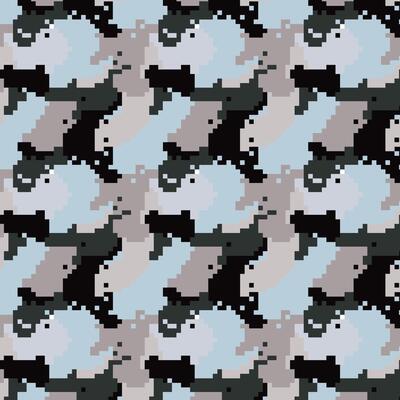 Pixelated military camouflage design for hunting. Army-style background pattern for outdoor clothing.