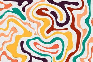 Trendy colorful design with funky vintage tone. Abstract background, Curvy lines and waves vector