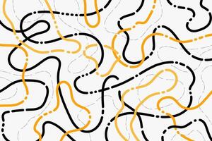Abstract spaghetti background in black and yellow colors with wavy noodle lines. Colorful background with curvy lines. vector