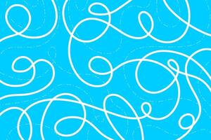 Abstract line design. Skate marks on ice. White lines isolated on blue background. Simple noodle design. vector