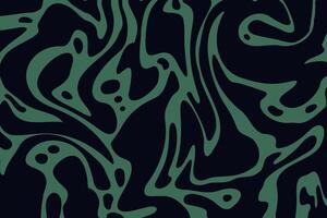 Abstract design with psychedelic trippy vibes in black and green color. Black lines isolated on green background. Groovy waves and dots. Simple liquid design. vector