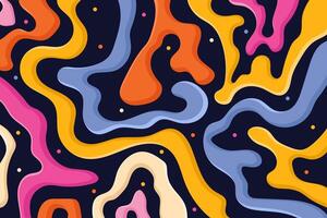 Abstract colorful wavy shapes in a vibrant 60s and 70s style. Fluid waves. Colorful abstract waves for a trendy design backdrop. vector