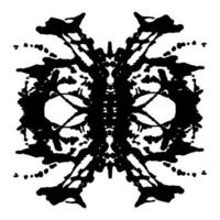 Symmetrical black ink splash on abstract Rorschach theme. Hand-brushed geometric design for psychological tests. vector