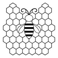 a knitting pattern d on a checkerd sheet of paper with honeycomb and bees, can be classified, vector