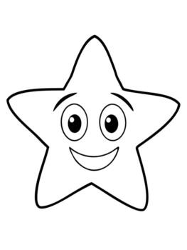 sonriente estrella negrita contorno negro y blanco lleno visible para niños bueno a color, ilustración vector