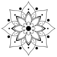 design a detailed black and white mandala featuring a stylized lotus flower with layered, patterned vector
