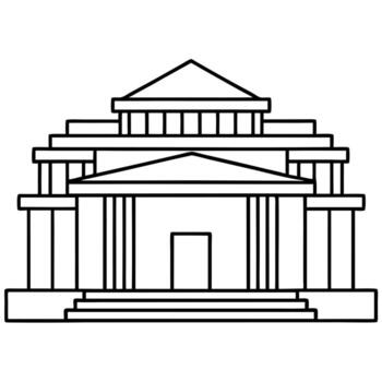 a building that reimagines a traditional structure with a modern twist, illustration line vector