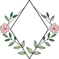 digital illustration featuring a floral frame design the layout consists of a central white diamond vector