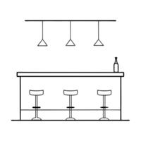 bar interior, illustration line art vector