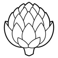3d rendering of dynamic artichoke with white background, illustration line art vector
