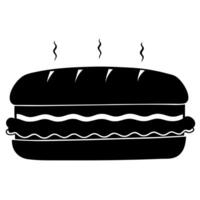 submarine sandwich, illustration line art vector