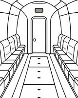 cartoon, an empty airplane cabin from the inside, with a floor and carpet along the, vector