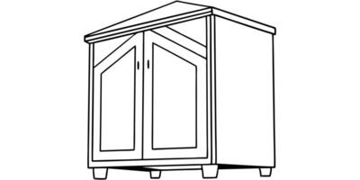 armoire, angle view, illustration line art vector