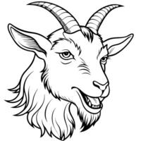 side view of an angry goat face, illustration line art vector