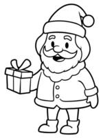 this is a black and white line drawing of an animated character, resembling santa claus he has a vector