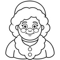coloring page for kids, bold line art, mrs claus, illustration line art vector