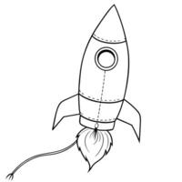 rocket a string is tied on top of the rocket fine lines the sketch, illustration line art vector