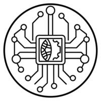 machine learning icon for digitalization related on white background, illustration line art vector