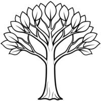 3d rendering of dynamic tree silhouette line art, illustration line art vector