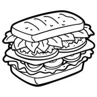 a delicious sandwich stacked high with layers of fresh vegetables and deli meats, perfect for a vector